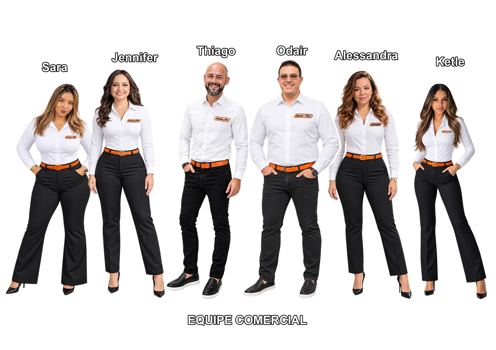 Equipe comercial da Proen-Ter: Sara, Jennifer, Thiago, Odair, Alessandra e Ketle